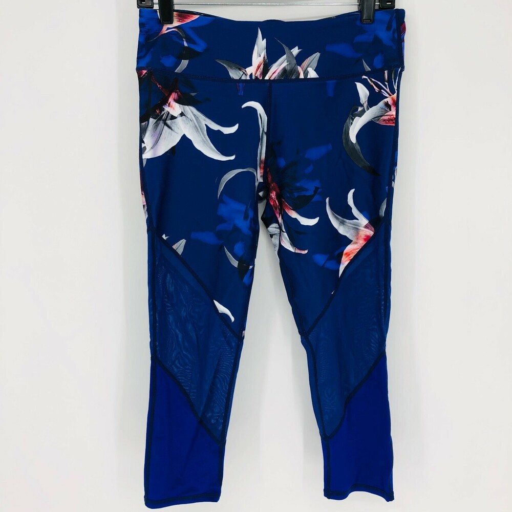Fabletics Powerhold Purple/Blue Floral Print Mesh Cropped Legging *EST Large*